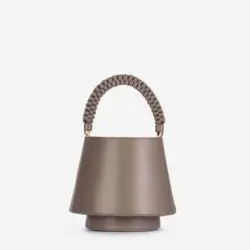 Plissé top handle bag, earth