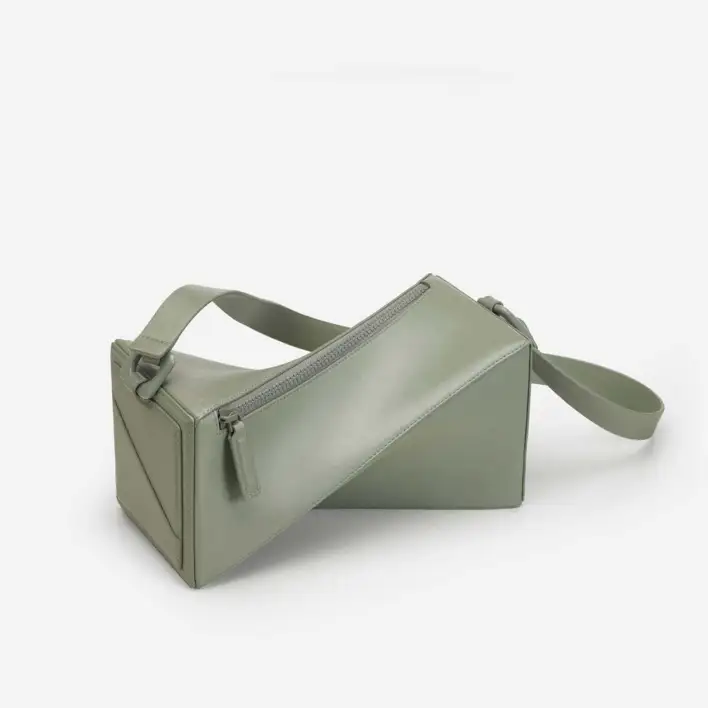 Spiral top handle bag, sage